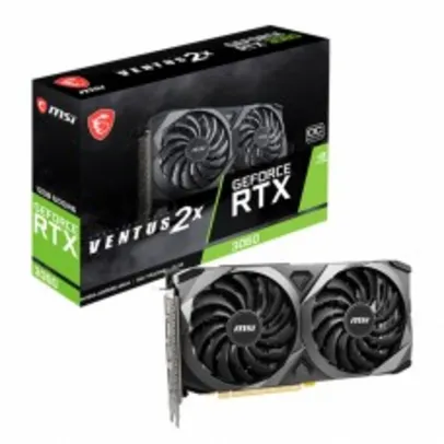 Placa de Vídeo MSI NVIDIA GeForce RTX 3060 VENTUS 2X OC, LHR, 12GB GDDR6, DLSS, Ray Tracing, 912-V397-664