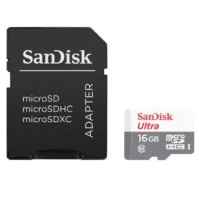 Cartão de Memória Sandisk™ Ultra® Microsdhc™ Uhs-I 16Gb Classe 10 por R$ 36