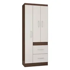 Guarda Roupa Solteiro Milão 3 Portas Chocolate Off White – Poquema