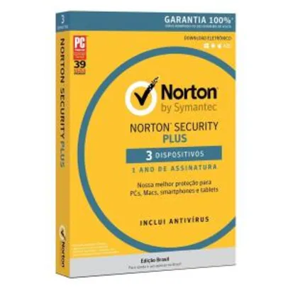 Norton Antivirus Security Plus - 3 Dispositivos - Digital para Download | R$29