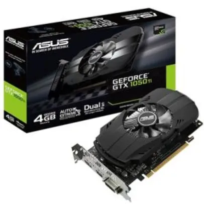 Placa de Vídeo VGA NVIDIA ASUS GEFORCE GTX 1050 TI 4GB GDDR5, Boost Clock 1392 MHz, DVI/HDMI/DisplayPort, Suporte HDCP - PH-GTX1050TI-4G