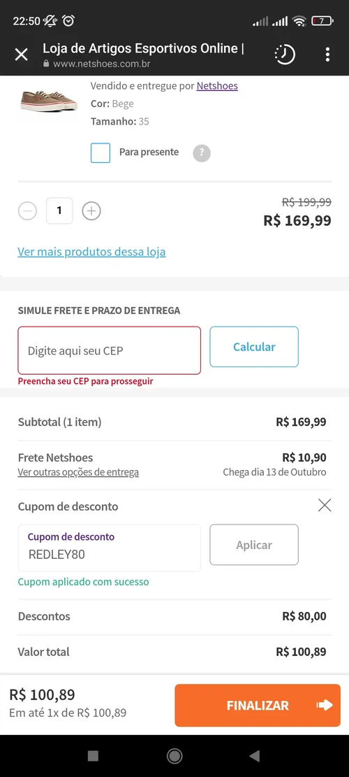 Imagem na descrição da promoção