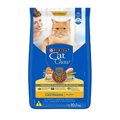 Purina Cat Chow Ração Nestlé Para Gatos Castrados Sabor Frango - 10 1Kg Purina - Sabor Frango