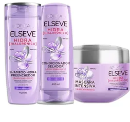 [Levando 2 kits cada um sai a R$56,54] L'Oréal Paris Elseve Hidra Hialurônico Kit - Shampoo 400ml + Condicionador 400ml + Creme de Tratamento 300G