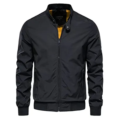 Jaqueta Masculina Gola Softshell Agasalhos Leve com Zíper Jaqueta Casual (Estilo 1, M)