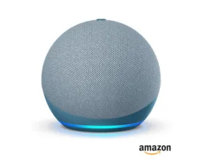 Assistente de Voz Amazon Smart Speaker Echo Dot 4º geração azul com alexa, controle a sua casa inteligente por voz