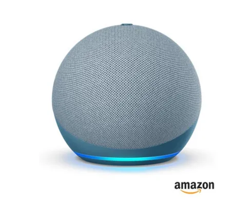 Assistente de Voz Amazon Smart Speaker Echo Dot 4º geração azul com alexa, controle a sua casa inteligente por voz