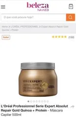 Máscara L’Oréal Expert Gold Quinoa 500g R$140