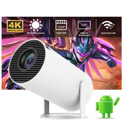 [Taxa Inclusa/Moedas] - Mini Projetor Portatil Android 11 WiFi 5G Bluetooth 5.0 Salange Hy300 Smart 8500 Lúmens LED 4K 1080P Full HD