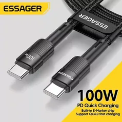 Cabo de dados Essager 100w USB C para USB C - 1 metro - QC 4.0 PD, acabamento premium trançado