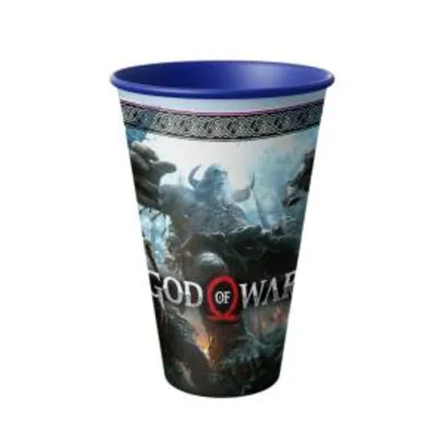 Copo God Of War Kratos - Atreus And Troll Cor Azul 500 ml Licenciado Sony