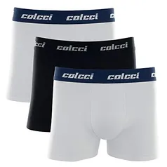 Cuecas Kit 3 Boxer, Colcci, Masculino, Branco/Preto, M