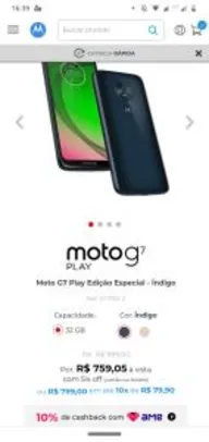 Moto G7 Play 32GB Edição Especial - Índigo | R$759