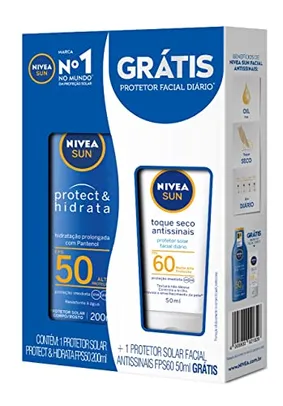 NIVEA SUN Kit Protetor Solar Protect & Hidrata FPS50 200ml + NIVEA SUN Facial FPS60 50gr, Nivea