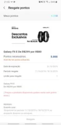 (Samsung Pay) Galaxy Fit E por 5.000 Pontos Samsung Pay + R$80