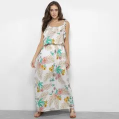 Vestido Royallove Longo Regata Floral - Branco R$40