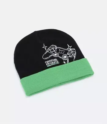 Gorro Infantil Estampa Controle De Videogame Preto