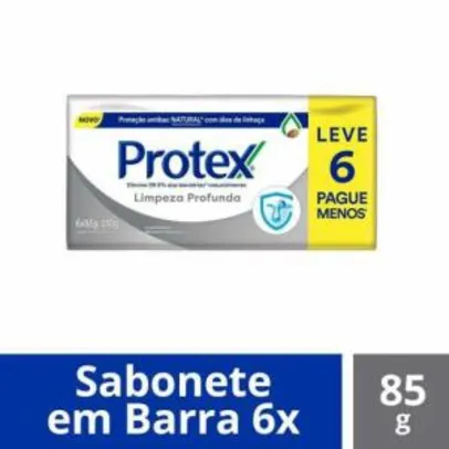 Sabonete em Barra Protex Limpeza Profunda 85g, pacote de 6 unidades - R$8
