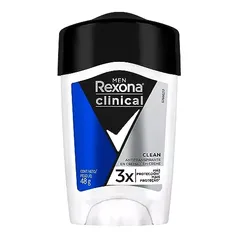 Rexona Men Clinical Clean - Desodorante Antitranspirante com 3x mais proteção, 48g