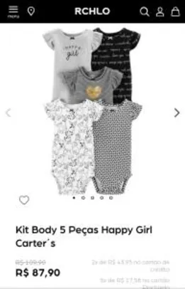 Kit Body 5 Peças Happy Girl Carter´s | R$87