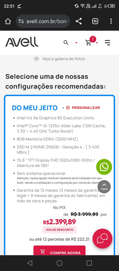 Imagem na descrição da promoção