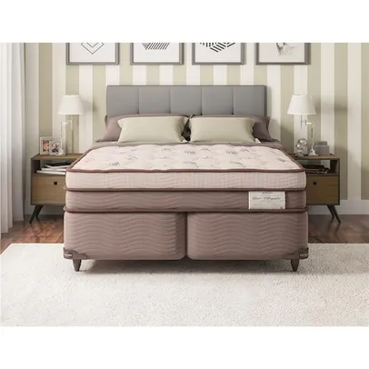 Cama Box King Size Ortobom New Magestic com Molas Ensacadas 68x193x203cm - Marrom/Cinza