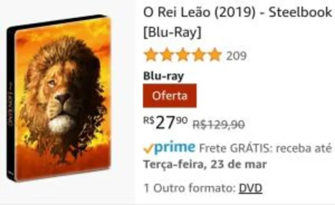 [PRIME] Steelbook O Rei Leão 2019 (FILME) | R$18
