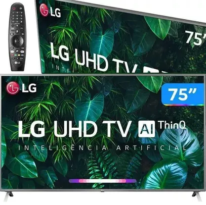 ( PRIME ) Smart TV LG 75" 4K UHD 75UN8000 WiFi Bluetooth HDR Inteligência Artificial ThinQ Smart  