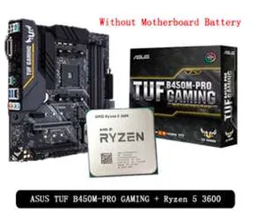 Amd r5 ryzen 5 3600 cpu + asus tuf b450m pro, sem cooler | R$1521