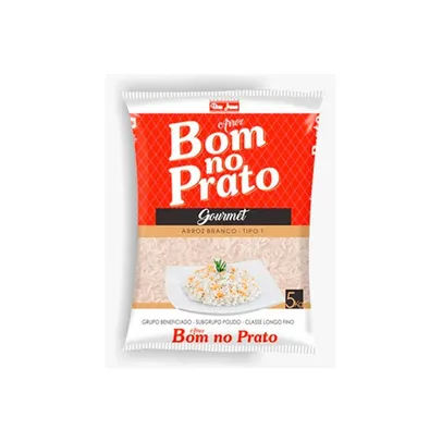 (Levando 5 R$ 99,60) Arroz Bom no prato 5 kg branco Tipo 1