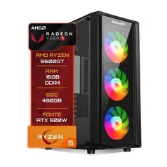 PC Gamer Blue PC, AMD Ryzen 5-5600GT, 16GB RAM, SSD 480GB DDR4, Vega 7, Windows 10 Trial