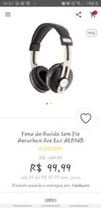 Fone de Ouvido Sem Fio Aerurban Ove Ear AER04B | R$ 80