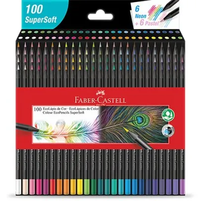 [15%]Lápis de Cor EcoLápis SuperSoft 100 Cores Faber-Castell CX 1 UN