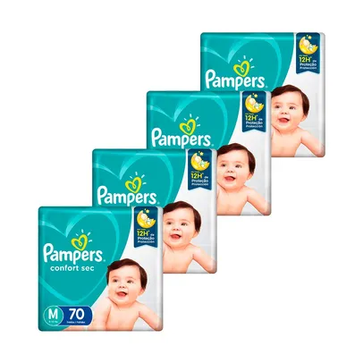 Kit de Fraldas Pampers M Confort Sec Super - 280 Unidades