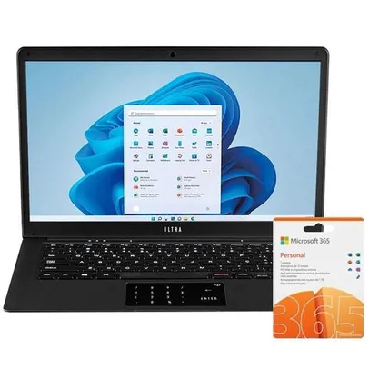 [AME R$ 629 SC R$ 548] Notebook Ultra UB235 Celeron N4020 4GB 120GB SSD W11 14.1" Preto + Office 365