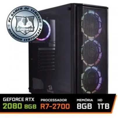 Desktop Gamer Ryzen 7 2700 8 GB RAM RTX 2080 8 GB HD 1 TB 750W