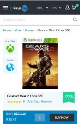 Gears of War 2 - Xbox 360 R$5