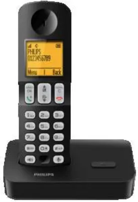 [SARAIVA] Telefone Sem Fio Philips Preto D4001B Viva Voz Identificador 16 Hrs Bateria - R$ 135,79