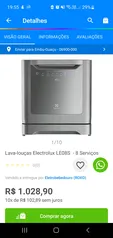 Lava-louças Electrolux LE08S  - 8 Serviços - Lava-Louças 8 Serviços - Magazine Luiza