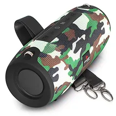 Caixa de Som Bluetooth Amplificada Potente Portátil TWS Rádio FM Pendrive Hi-fi (CAMUFLADO)