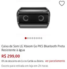 Caixa de Som LG Xboom Go PK5 Bluetooth - R$299