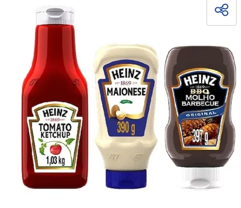 Burguer Kit Heinz Ketchup Tradicional 1kg + Maionese 390g +