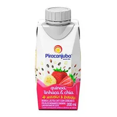 [A partir 5 Un] Bebida Láctea Quinoa Linhaça e Chia Sabor Morango e Banana Piracanjuba 200ml | R$1,54