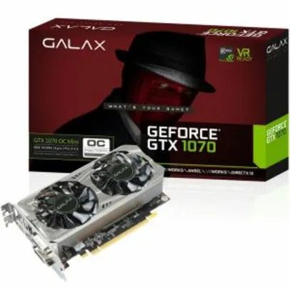 Placa de Vídeo VGA NVIDIA Galax GEFORCE GTX 1070 Entusiasta OC 8GB - R$ 1660