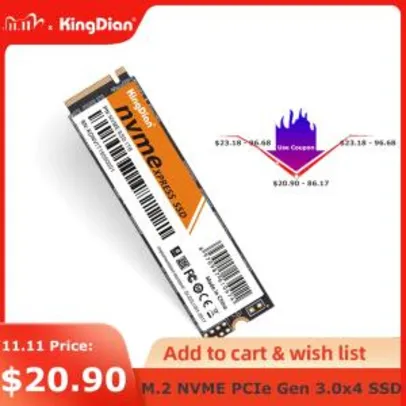 SSD KingDian m2 NVME de 512GB -R$269