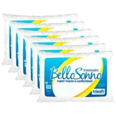 Kit Promocional 6 Travesseiros Bello Sono 45x65cm, Lavável em Máquina, Macio! R$48.92