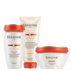 Kit Kérastase Nutritive - Shampoo Satin 2 250 ml + Condicionador Magistral 200 ml + Máscara Masquintense 200 ml