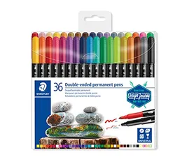 STAEDTLER Caneta Permanente, Dua Ponta Dupla, Estojo 36 cores, 3187 TB36 02, Multicolorido, pack of 36