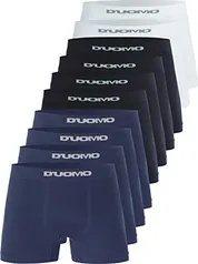 Kit 10 Cuecas Boxer Microfibra, Duomo, Masculino, Azul/Preto/Branco, P