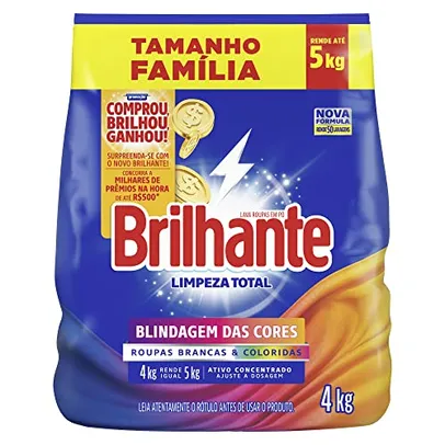 Brilhante Lava-Roupas em Pó Roupas Brancas e Coloridas Limpeza Total Pacote Tamanho Família 4 kg 